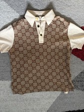 Gucci Herren leichtes Jumbo GG Baumwolle Seide Jacquard Poloshirt Größe L Large!