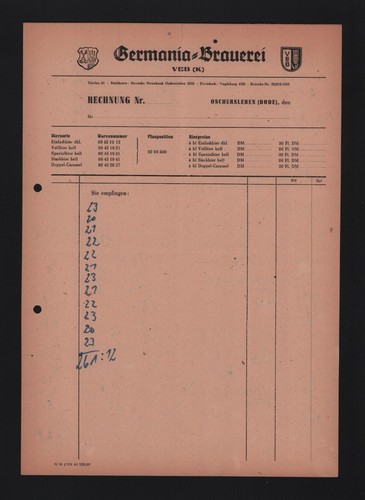 Oschersleben rechnung 1961 - oschersleben,,