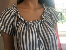 Streifen Bluse Top Gr. M / 38 blau weiß Strandkorb süß Bandeau 