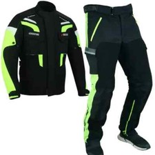 Motorradkombi Biker Motorrad Textil Kombi Wasserdichte Jacke und Hose Schwarz