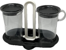 Tupperware C49 Würz-Kabinett Essig Öl Menage Set Flasche 350ml Preludio Schwarz