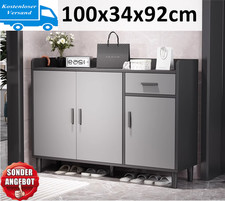Kommode Schuhschrank Mehrzweckfunktion Schrank 100x34x92cm 3 Türen 1 Schublade