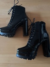 Lack High Heel Boots Stiefeletten Plateau Gr. 41 neu