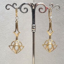 Jugendstil Opal Schmuck Ohrringe Art Nouveau Ohrhänger Silber 925 gelb vergoldet