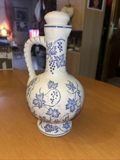 Ulmer Keramik Krug Kanne Vase Weinreben hellblau,Vintage, 25 cm Höhe,0,7 Liter