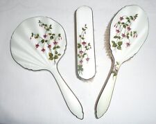 Hochwertiges Vintage Guilloche Emaille Schminktisch/Waschtisch Set - Spiegel & Bürsten