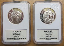 10 Zloty Münze 2003 2x ECC PR70 aus Polen, S. Leszczynski, Silber