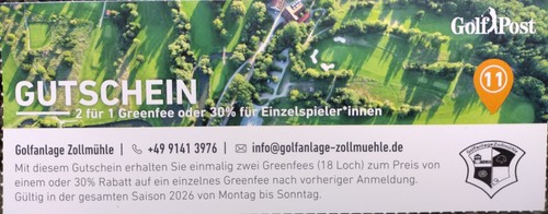 Greenfee gutschein 1 - gutschein, 2:1