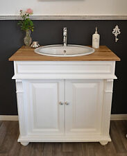 Landhaus-Waschtisch mit Eichenplatte Massiv-Holz Waschbeckenunterschrank