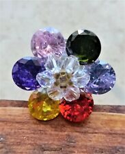 Vintage new from old stock ring stainless steel, mit farbigen Zirkonen