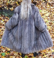 neu voluminös SILBERFUCHS FUCHS MANTEL lang Jacke Kristallfuchs PELZ fell 40 M