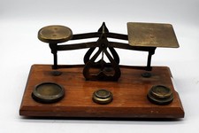 X-214 Antike Briefwaage mit Gewichten, England