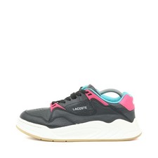 Lacoste Damen Court Slam 419 Schuh Schwarz/Pink/Türkis Leder Rand Sneaker EU 39