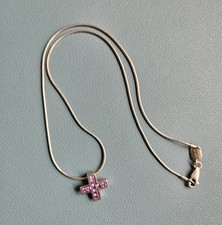 Esprit Kette, 925 Silber, mit rosa Kreuzanhänger, Wie neu...