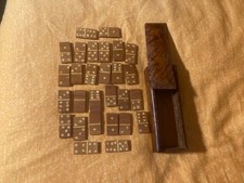 Altes Domino Spiel, 24 Steine, Kunsthandwerker Handarbeit