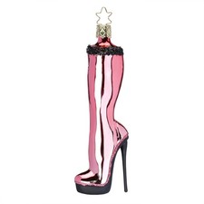 Christbaumschmuck Reizvoller Stiefel rosa 13 cm Weihnachtskugel Schuh Inge Glas 