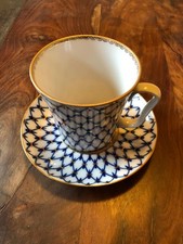 Lomonosov Porzellan Kakao TASSE Kaffee,Tee,Becher 350ml Kobaltnetz 22k  Gold