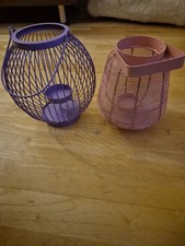 2 Windlichter Rosa Und Flieder Teelichthalter Pastell Frühjahrsdeko