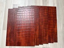 6 hochwertige Platzsets,Kunstleder,Leder-Optik,Kroko,braun