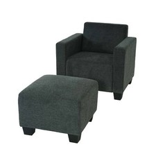 B-Ware Modular Sessel Loungesessel mit Ottomane Moncalieri anthrazit-grau