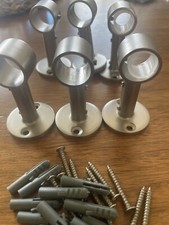 6 Stück Gardinenstangen-Halterungen Silber/chrom neu nie benutzt