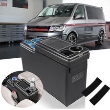 Mittelkonsole Mit Ablagen Staufach USB LED Leuchten Für T5 T6 Bus Schwarz Box