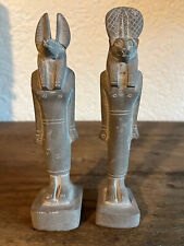 Antike ÄGYPTISCHE STATUE Anubis Gott des Jenseits & Sekhmet Göttin - Speckstein