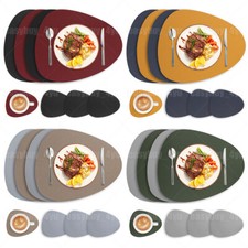 8-tlg Platzdeckchen Tischset Untersetzer Abwaschbar Hitzebeständig Kunstleder