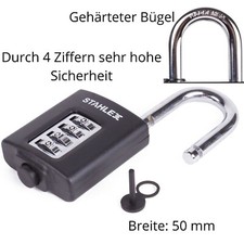 Vorhängeschloss Zahlenschloss Kombinationsschloss Schloss Massiv gehärtet Chrom