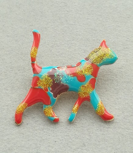 Katzen brosche gold - katzen, glitzer