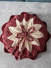 Rundes Kissen 45 cm Durchmesser gehäkelt mit Inlett Vintage Dekokissen