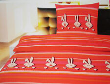 4 TLG. 135x200 * LUSTIGE HASEN * BAUMWOLLE SATIN BETTWÄSCHE (Mako-Gewebe) HASE