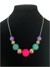 Halskette Damen Seilkette Bunte Perlen Modisch Elegant Halskette