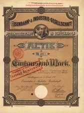 Eisenbahn AG 1898 Schöllkrippen Kahlgrundbahn Alzenau Hanau Gründeraktie 1000 M