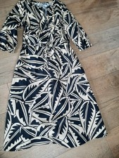 kleid 36 beige schwarz, 3/4 Arm, Baumwolle