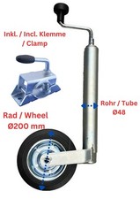 Stützrad Ø200 Rohr 48mm