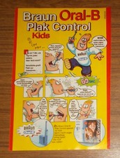 Seltene Werbung vintage BRAUN ORAL-B PLAK CONTROL Elektrozahnbürste Comic 1996