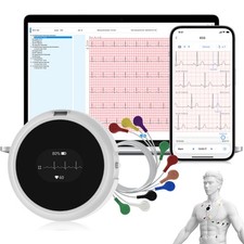 12-Kanal Langzeit EKG Gerät 24 Stunden mit mobiler App & PC-Software KI-Analyse