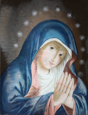 Antikes HINTERGLASBILD Madonna