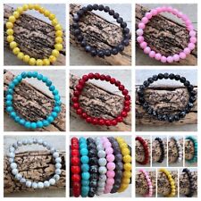 Damen Perlen Armband Perlenarmband elastisch Glasperlen Steinoptik 20cm Farbwahl