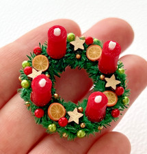 Miniatur 1:12 Puppenhaus - 1 Adventskranz - Wachskerzen Zubehör Dekoration Deko