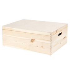 Holz Bettkiste XXL 46 Liter Klappdeckel Tragegriffe Sitzbank Stauraum Kiste