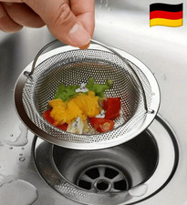 ✅1A✓Abflusssieb Korb Sieb für Spülbecken mit Griff Edelstahl Abflusssieb Filter 