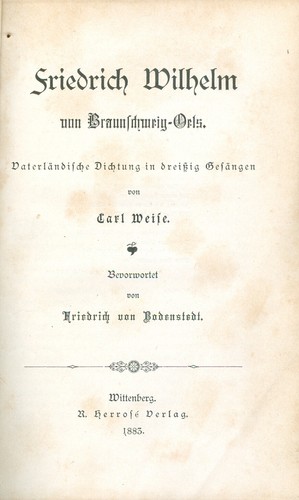Weise carl friedrich wilhelm - carl:,