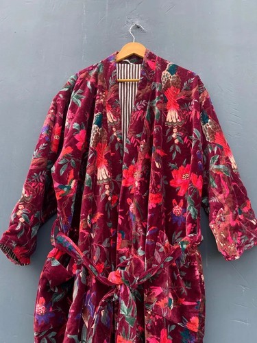 Indian maroon vogel kimono - indian,