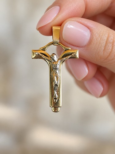 Kreuz anhänger kette 750 - anhänger, gold