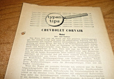 Werkstattinformation Reparaturanleitung Typen Tips Chevrolet Corvair