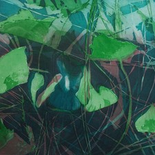 Helga Wirth Blaue Blume Zeitgenössische Kusnt signiert Farbradierung 1995 34/40