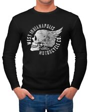 Herren Longsleeve Motorrad Biker Totenkopf Skull Wings Vintage Langarmshirt