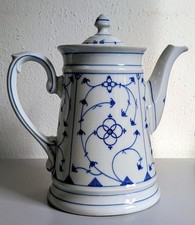 Große Kaffeekanne - Oscar Schaller - Friesenmuster - preußisch blau